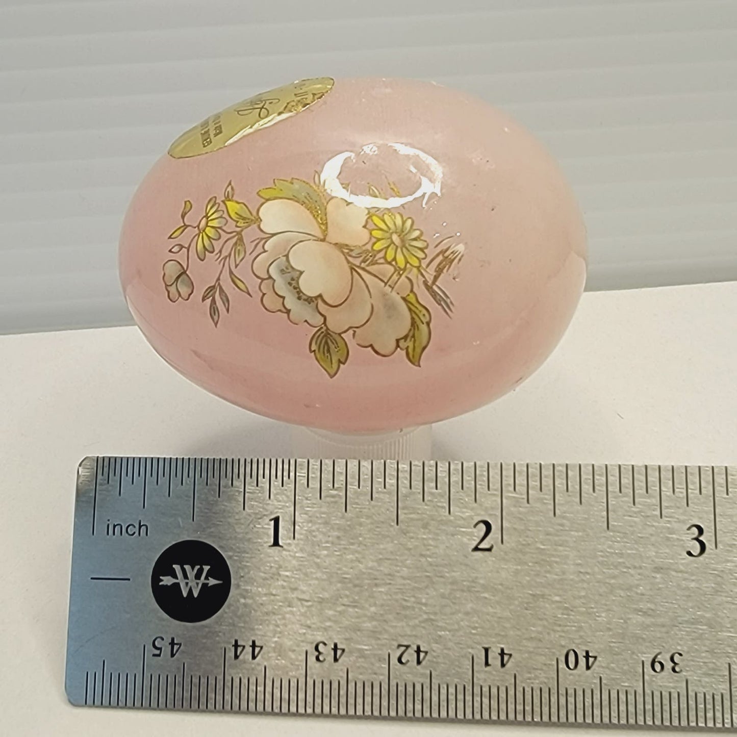 Lefton Genuine PINK Alabaster Marble Egg Hand Carved Made In Italy AS IS Scratch