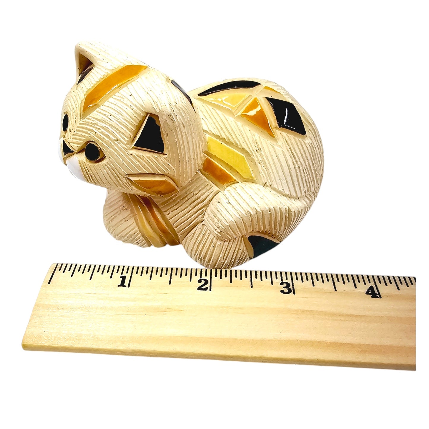 Vintage SIgned Artesania Rinconda Pottery Calico Cat Figurine