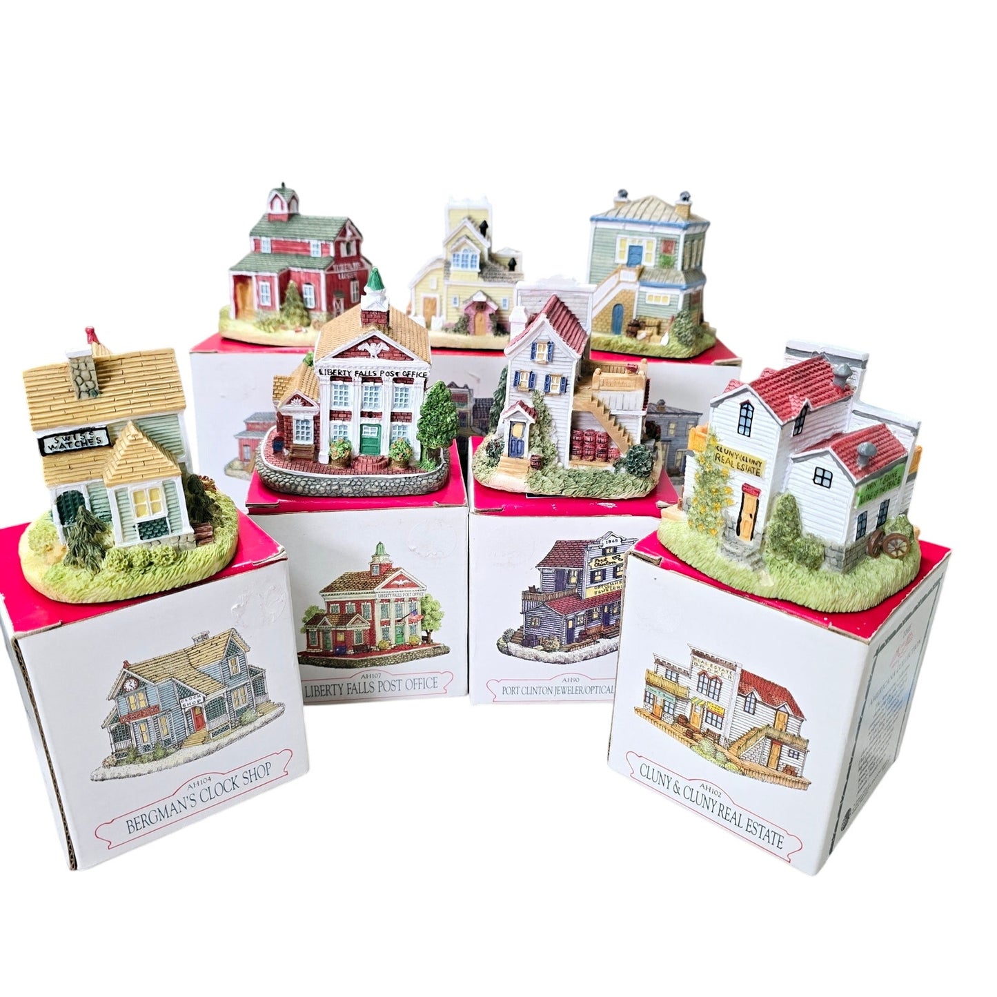 Liberty Falls Village Lot of 7 Americana Miniature Buildings Christmas Decor