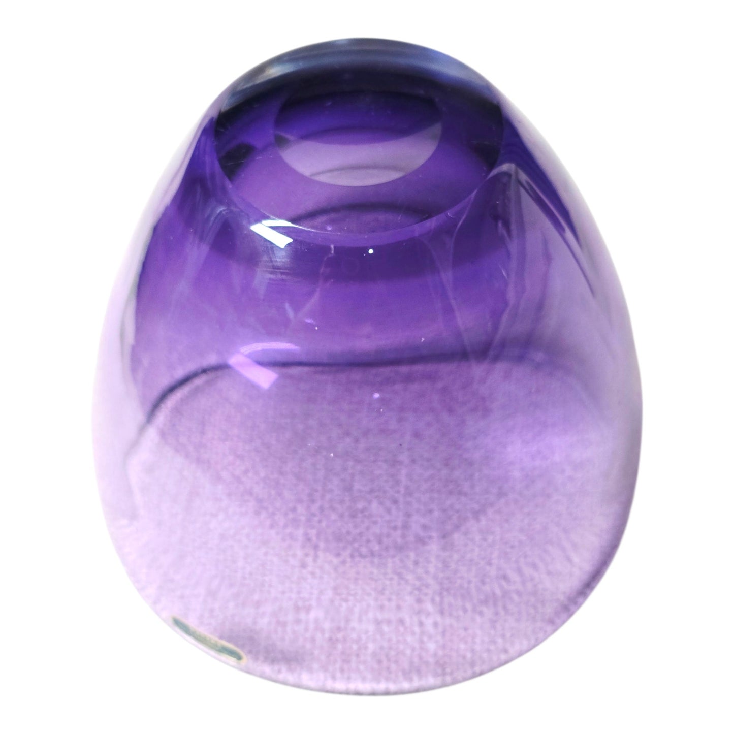 Authentic MCM Smålandshyttan Sweden Art Glass Candle Holder Purple Scandinavian