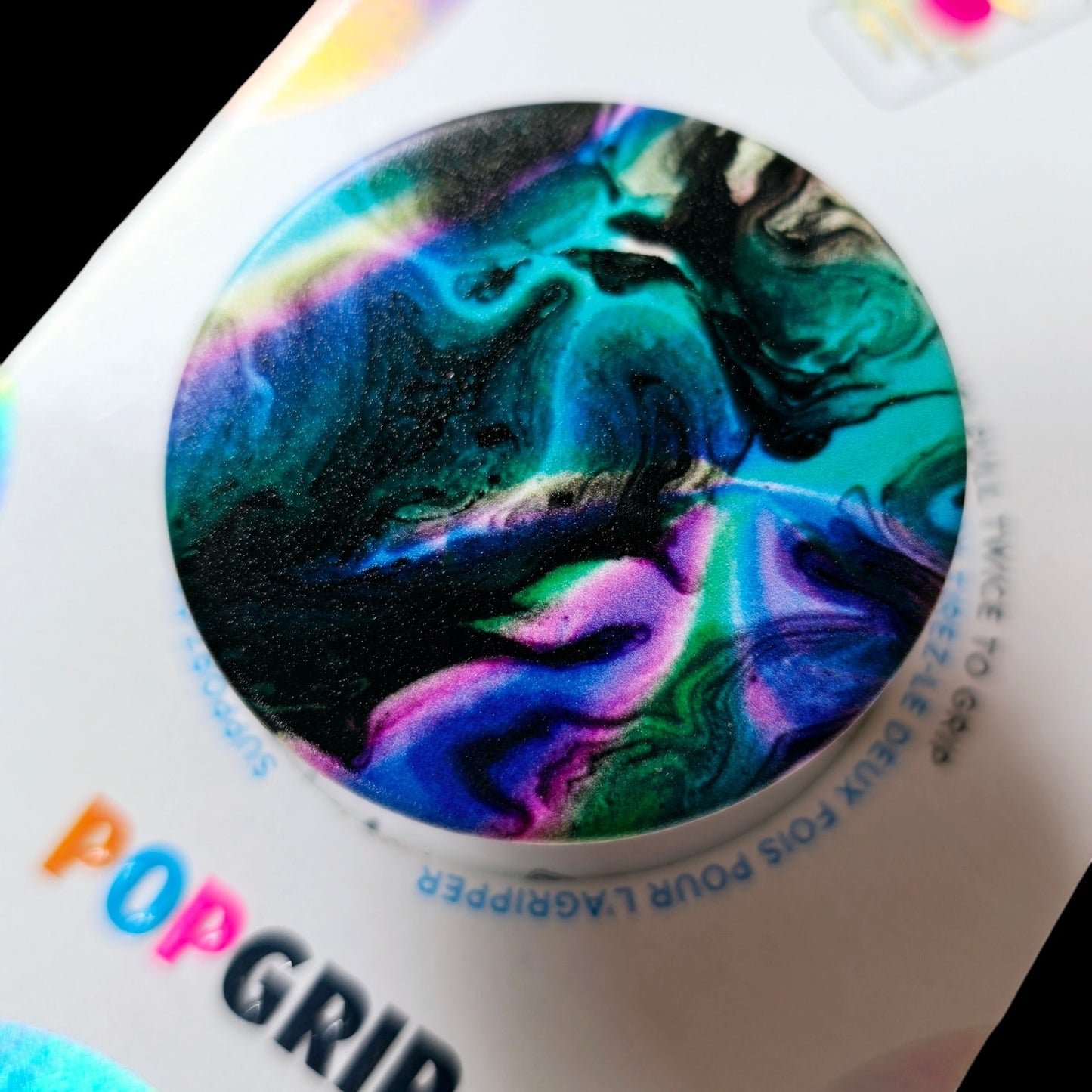 NEW! PopSockets PopGrip Phone Grip Stand Oil Agate with Swap Top Swirl Pattern