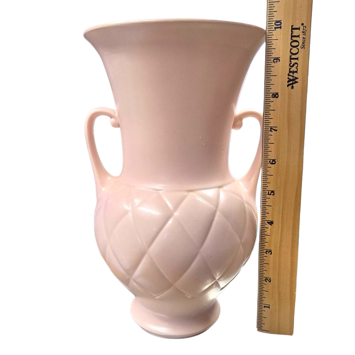(For Customer) Hyalyn Pottery Pale Pink Matte Vase Quilted Diamond MCM Hollywood Regency USA