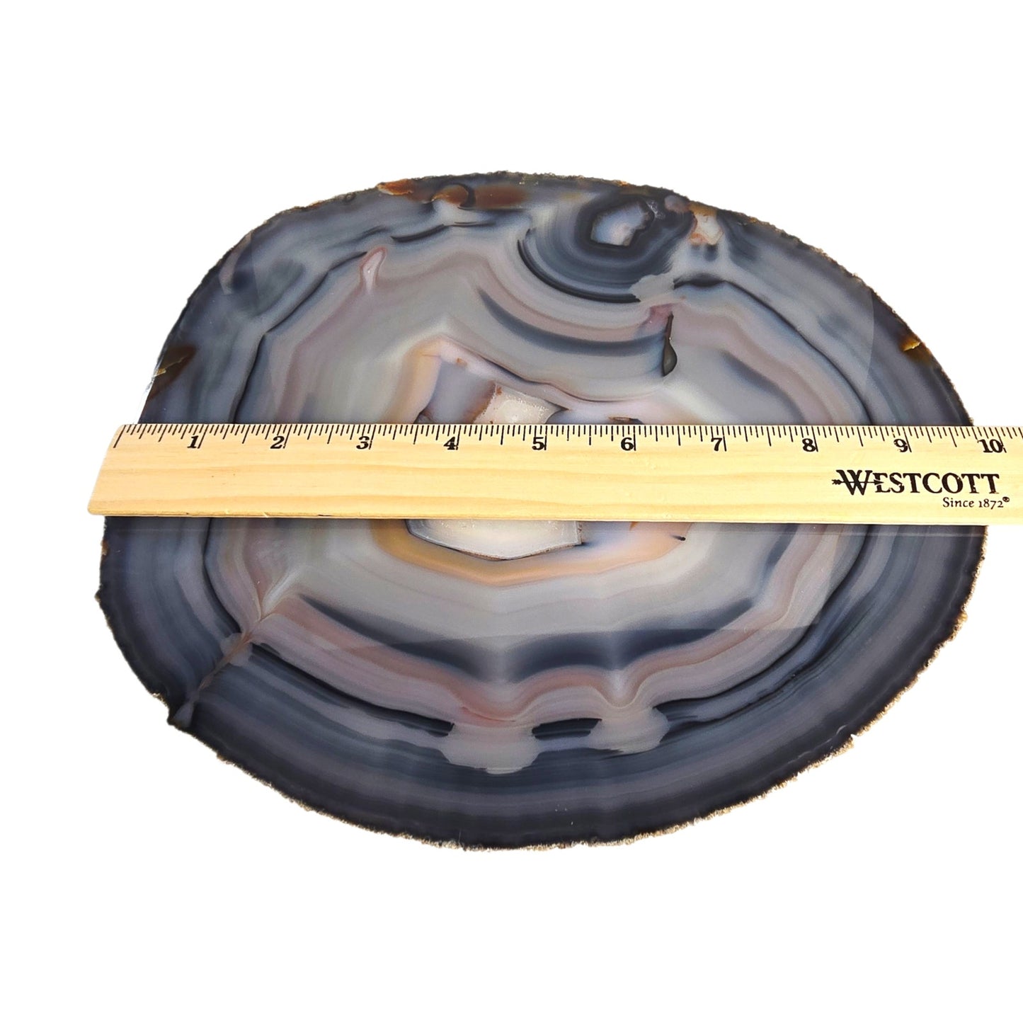 Large Sliced Agate Slab with Small Exposed Druzy Gray Blues