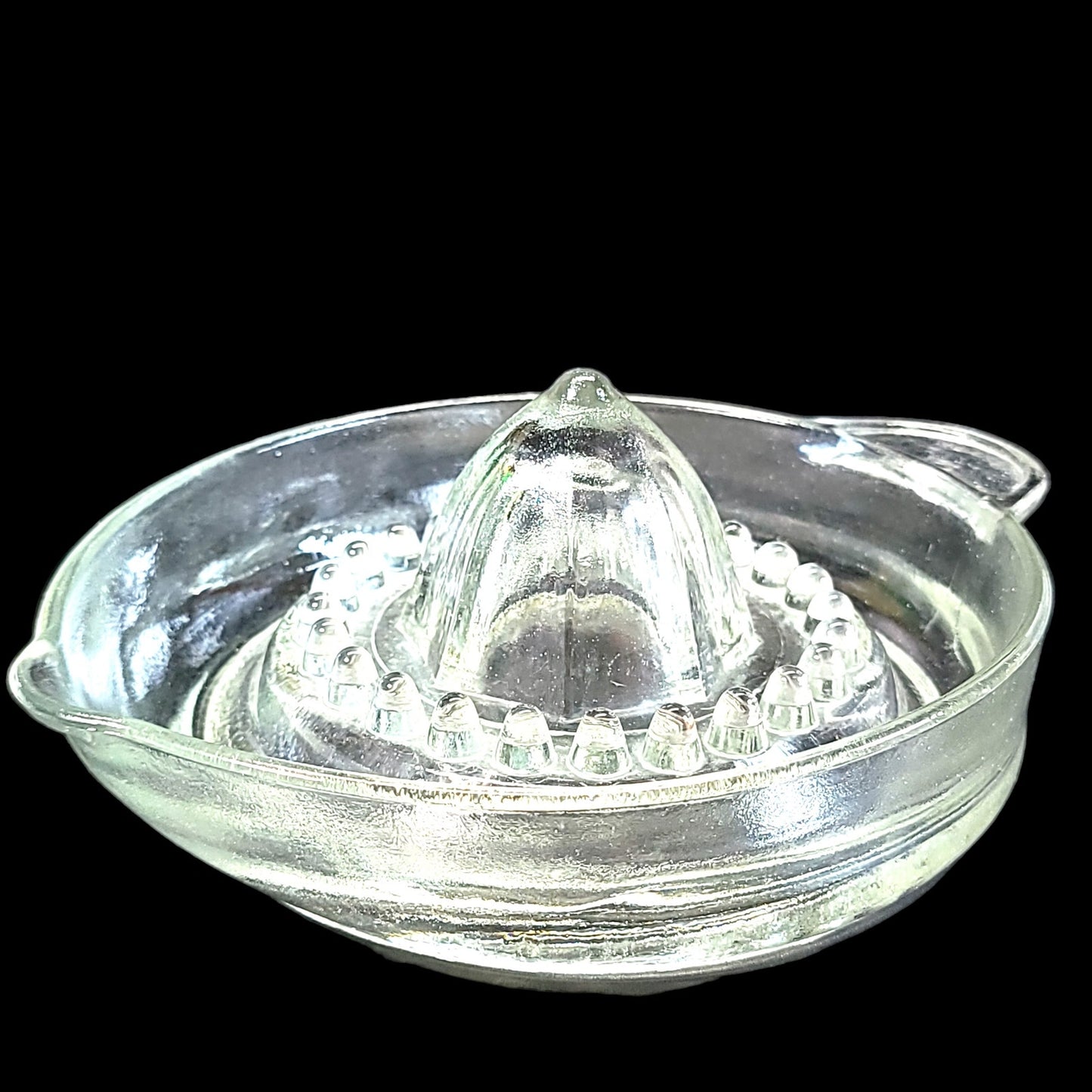 Large Vintage Mexico TPC Glass Reamer Juicer Hob Knob Design with Pour Spout 7.75" W