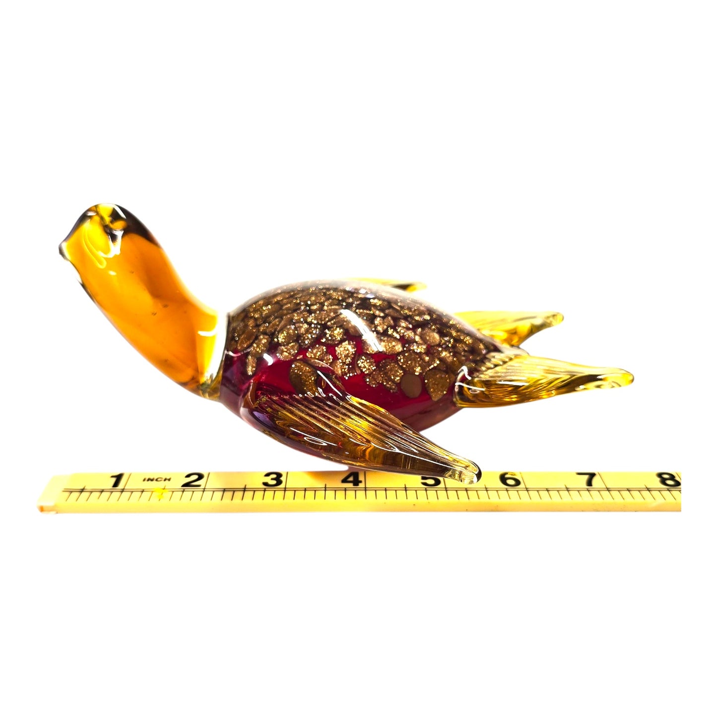 Vtg Art Glass Sea Turtle Figurine Red Amber Gold Aventurine Style 7.5"