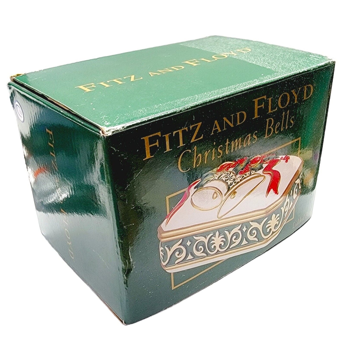 Fitz and Floyd Christmas Bells Porcelain Lidded Trinket Box 2004