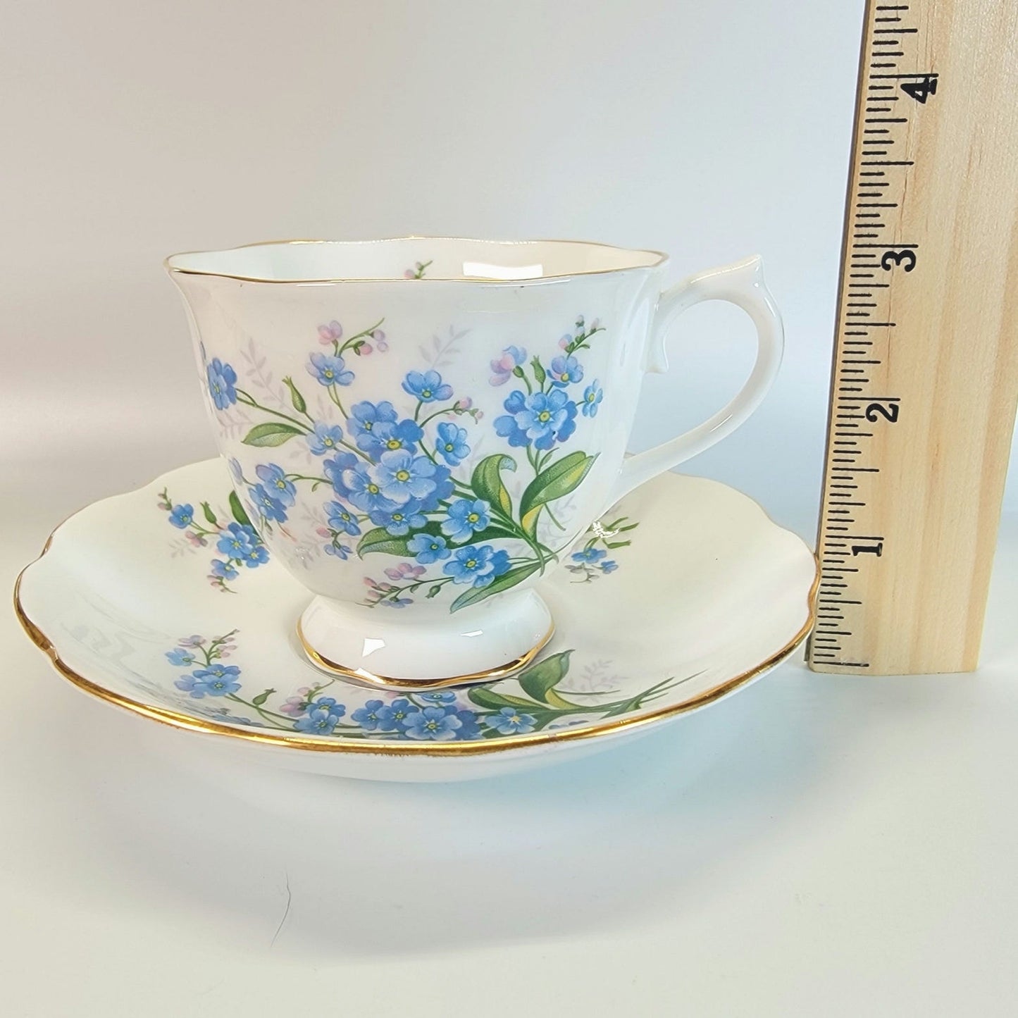 Royal Albert Forget Me Not Teacup & Saucer China Blue White Hampton Made England