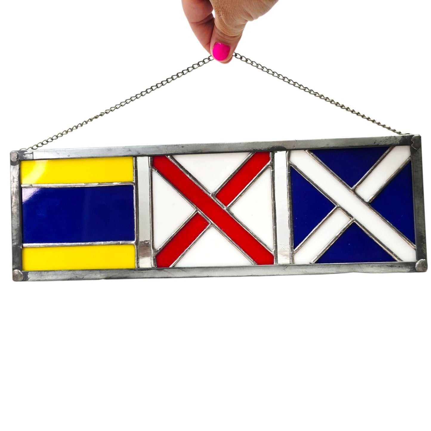Vtg Stained Glass International Maritime Signal Flags Nautical Signals K V M