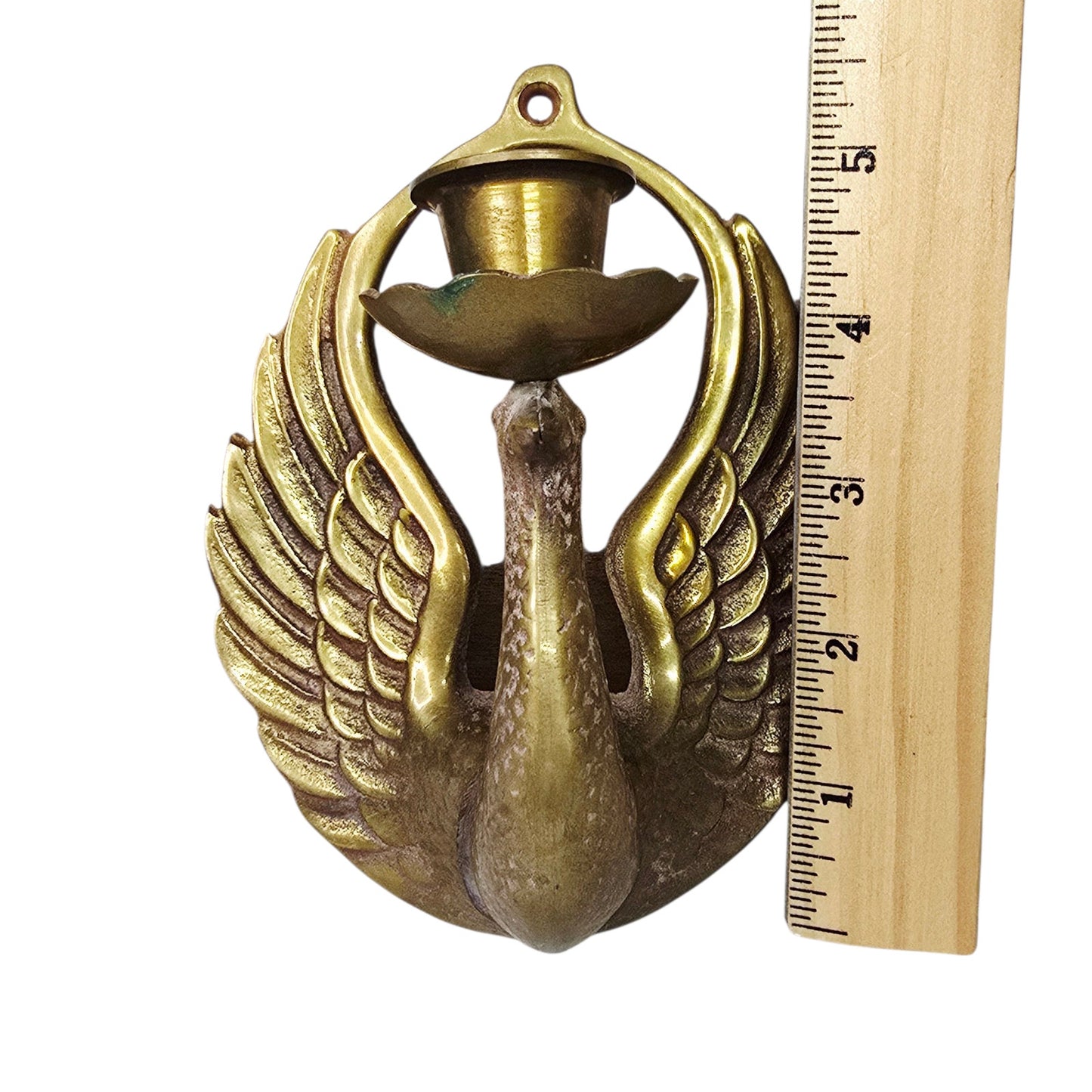 Vintage Brass Swan/Phoenix Wall Sconce Candle Holder Korea