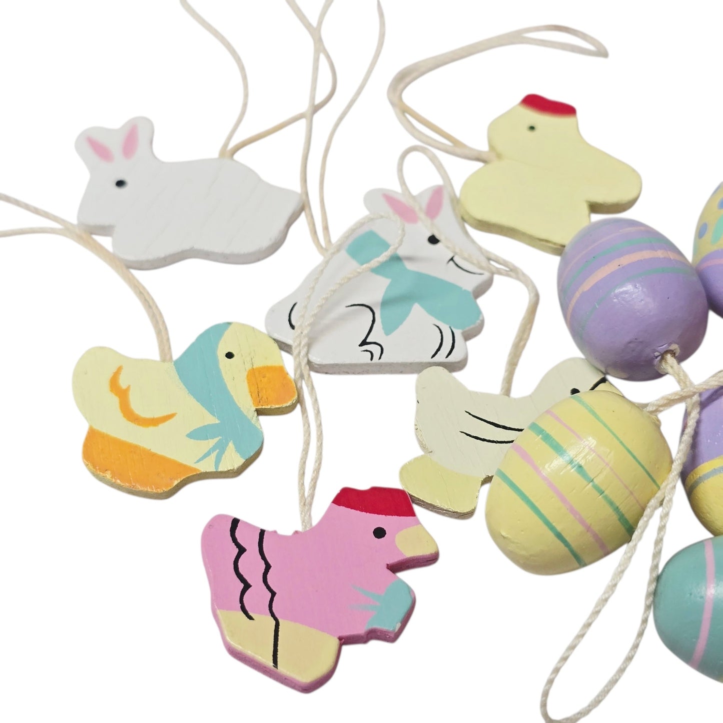 Vtg Tabletop Mini Easter Tree Decor Set - 16 Ornaments -Story of the Easter Tree