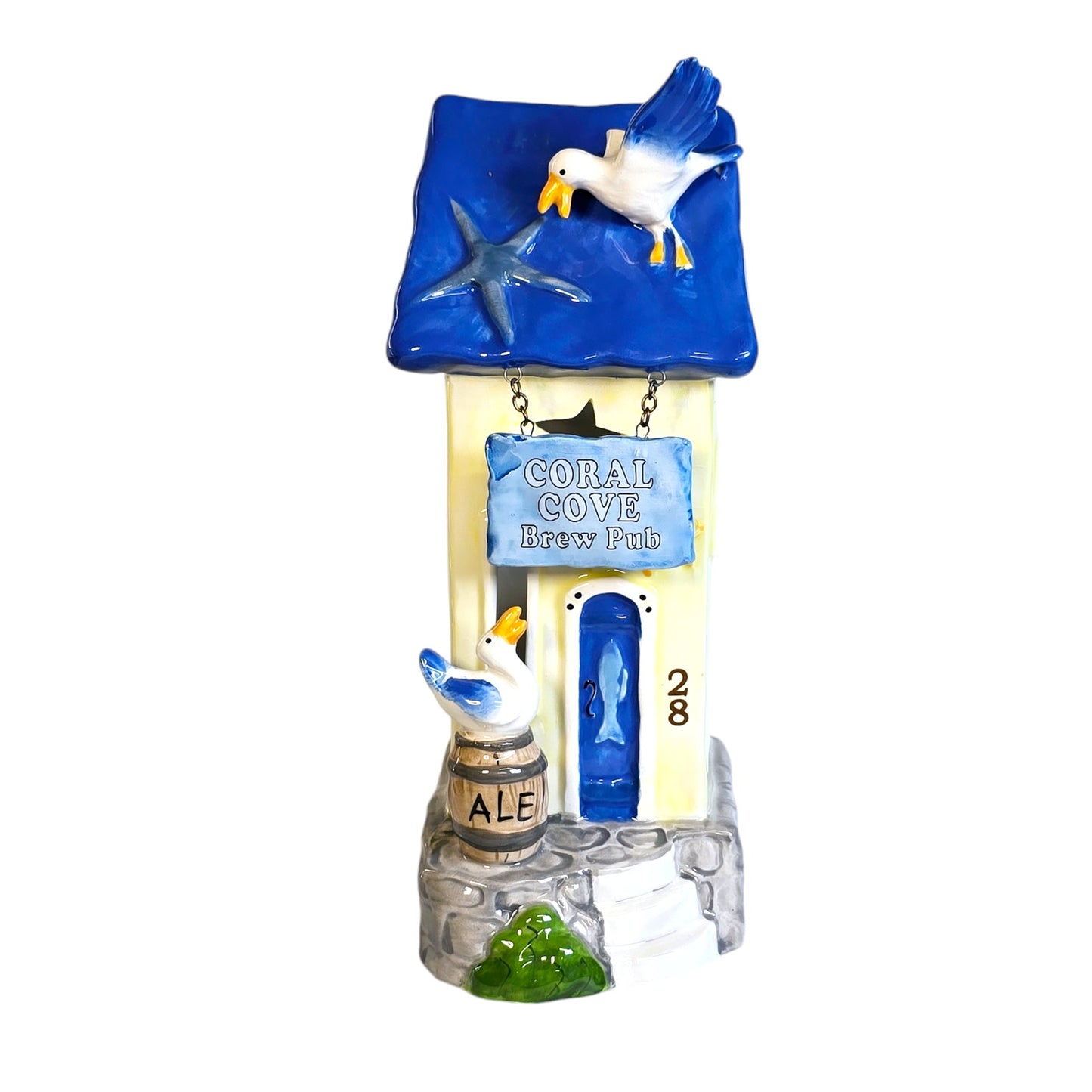 AS IS Blue Sky Pottery "Coral Cove Brew Pub" Tealight House, 2019 Heather Goldminc