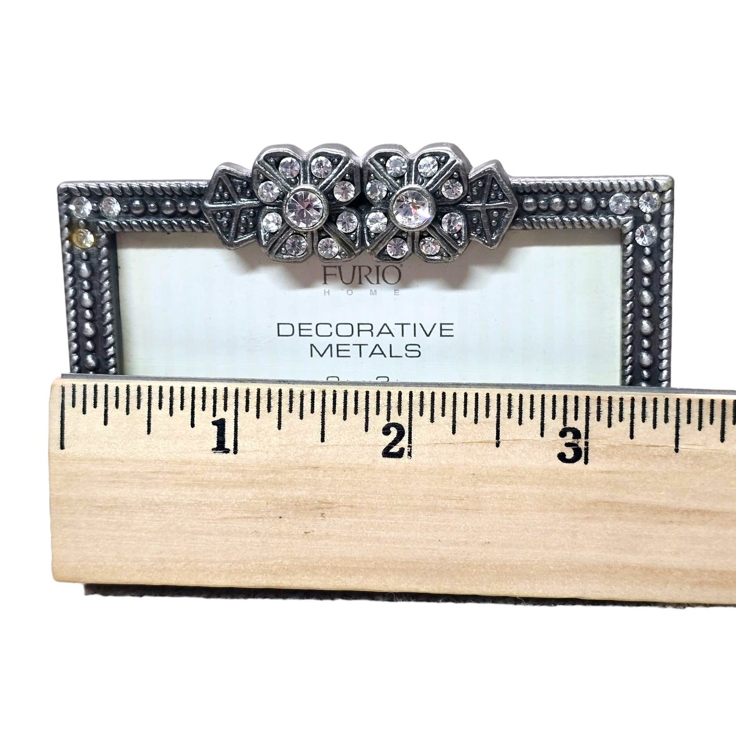 FURIO Home Decorative Metals Frame Jeweled 2x3" Frame Rhinestone Art Deco Floral