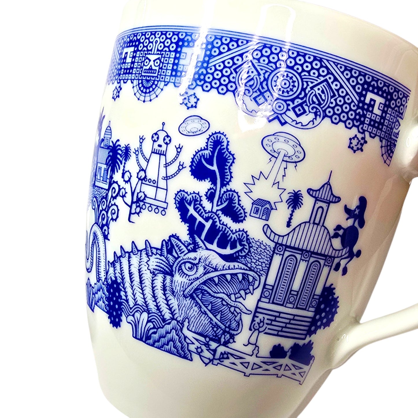 Calamityware Things Could Be Worse Mugs Set of 2 Blue White Porcelain Coffee Mug