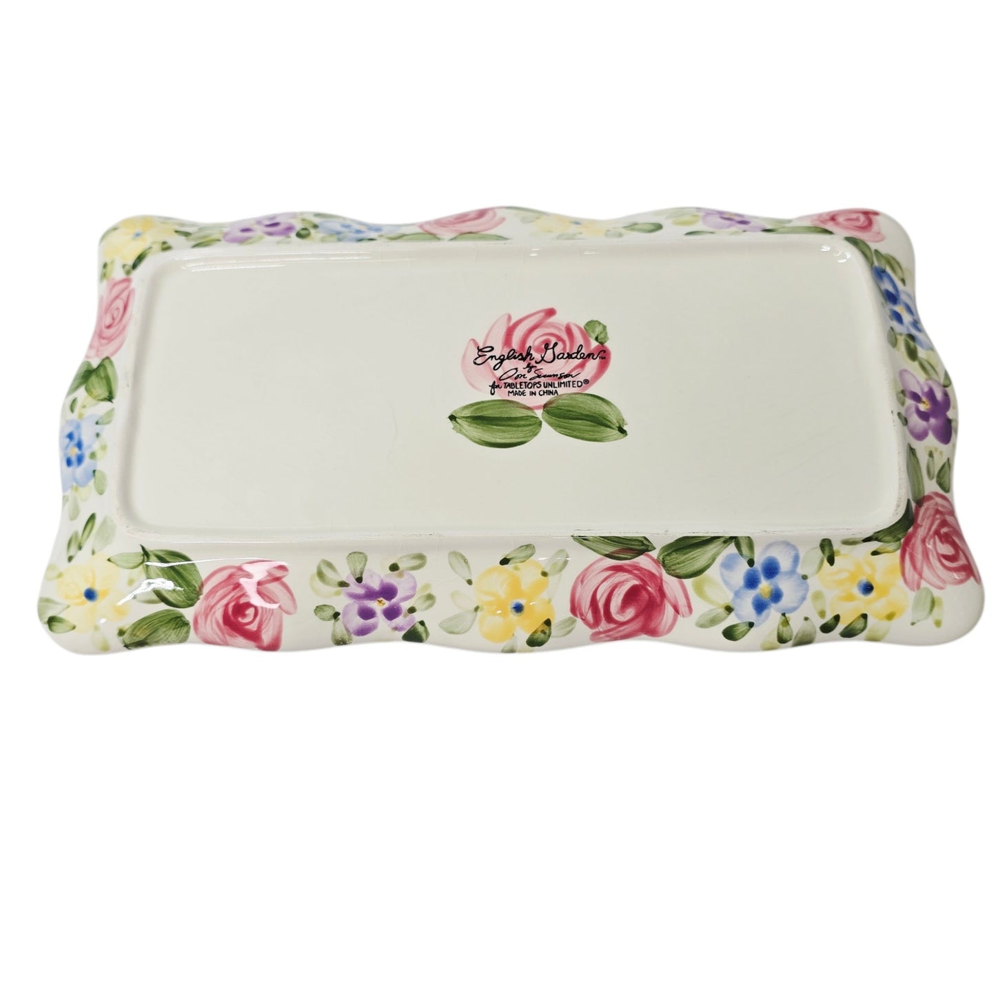 Tabletops Unlimited English Garden Don Swanson Rectangular Tray Platter READ