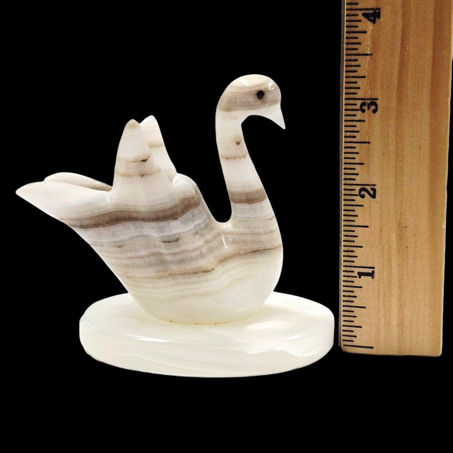 Vintage Onyx Swan Pen Holder, Cigarette Stem Holder, Candle Holder, Paperweight