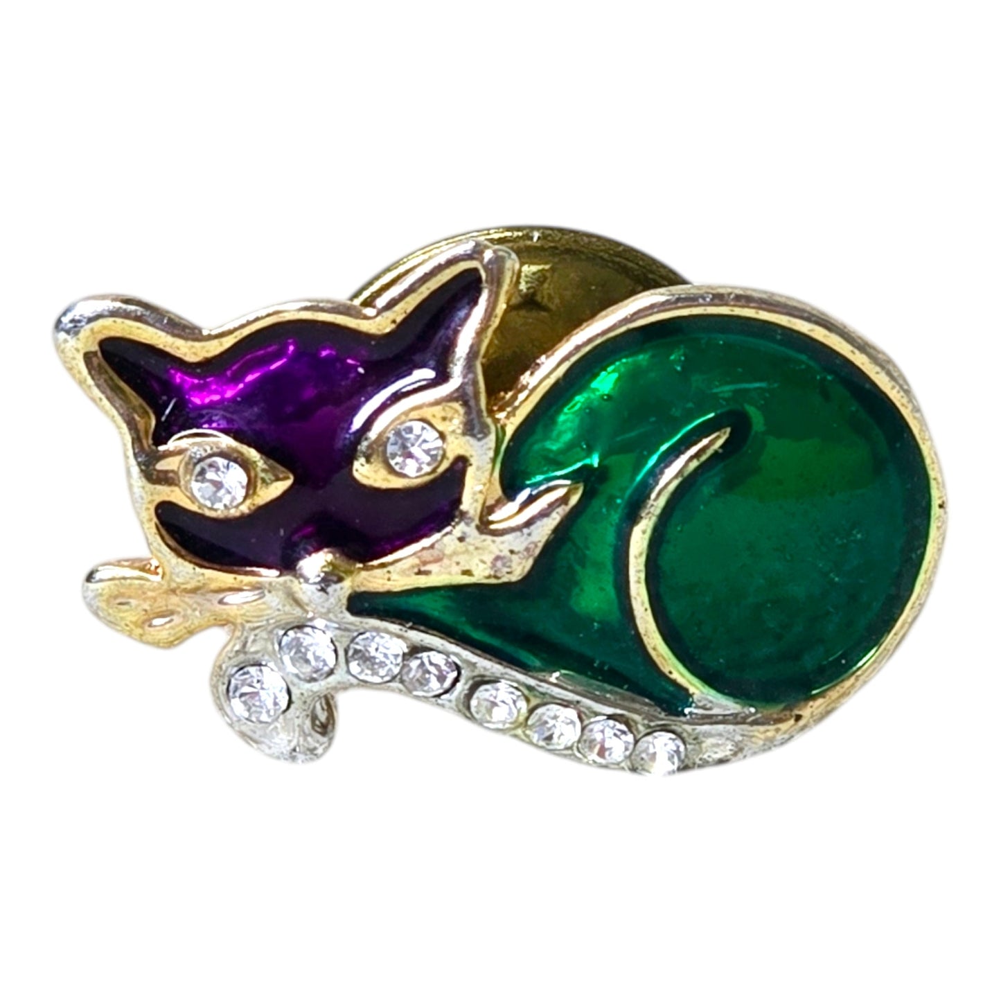 Vintage Enamel and Rhinestone Cat Pin