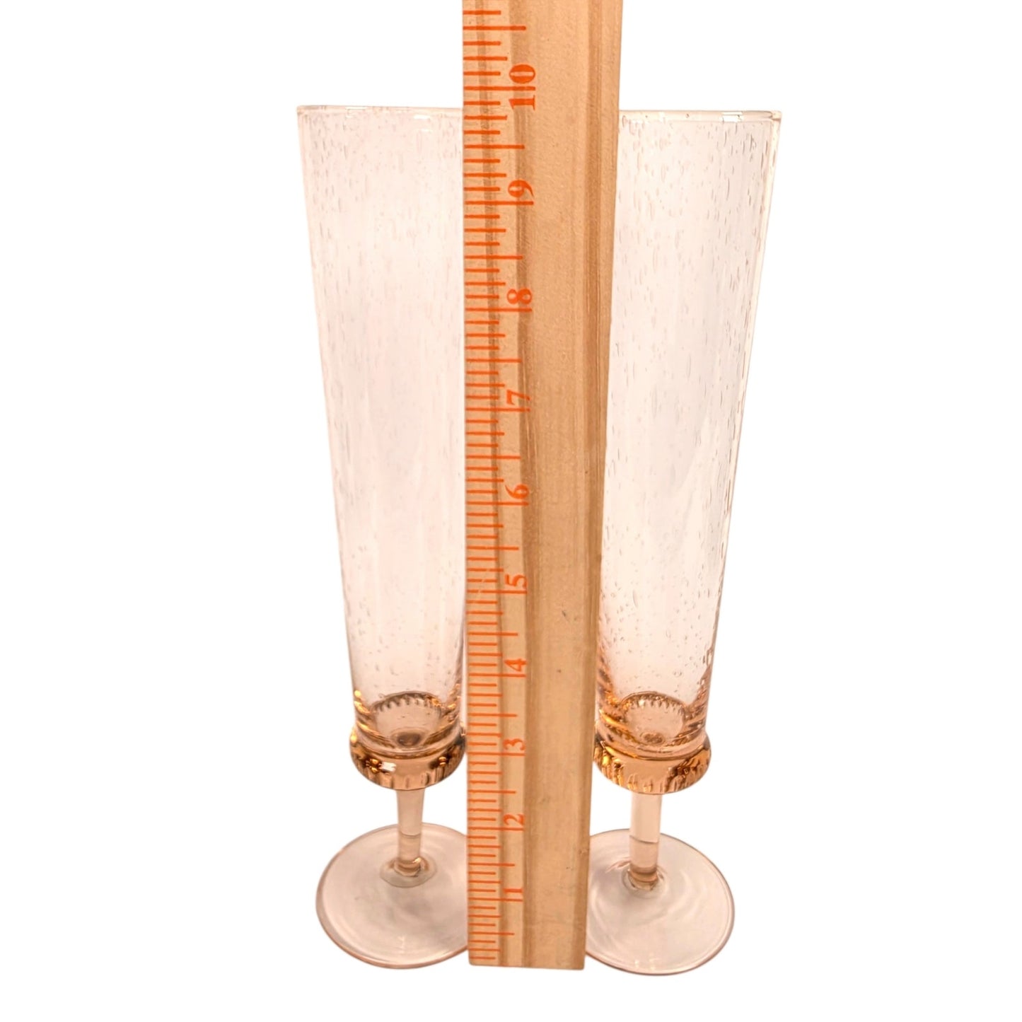 Set of 2 Anthropologie Amparo Champagne Flutes Blush Pink Control Bubble Glass