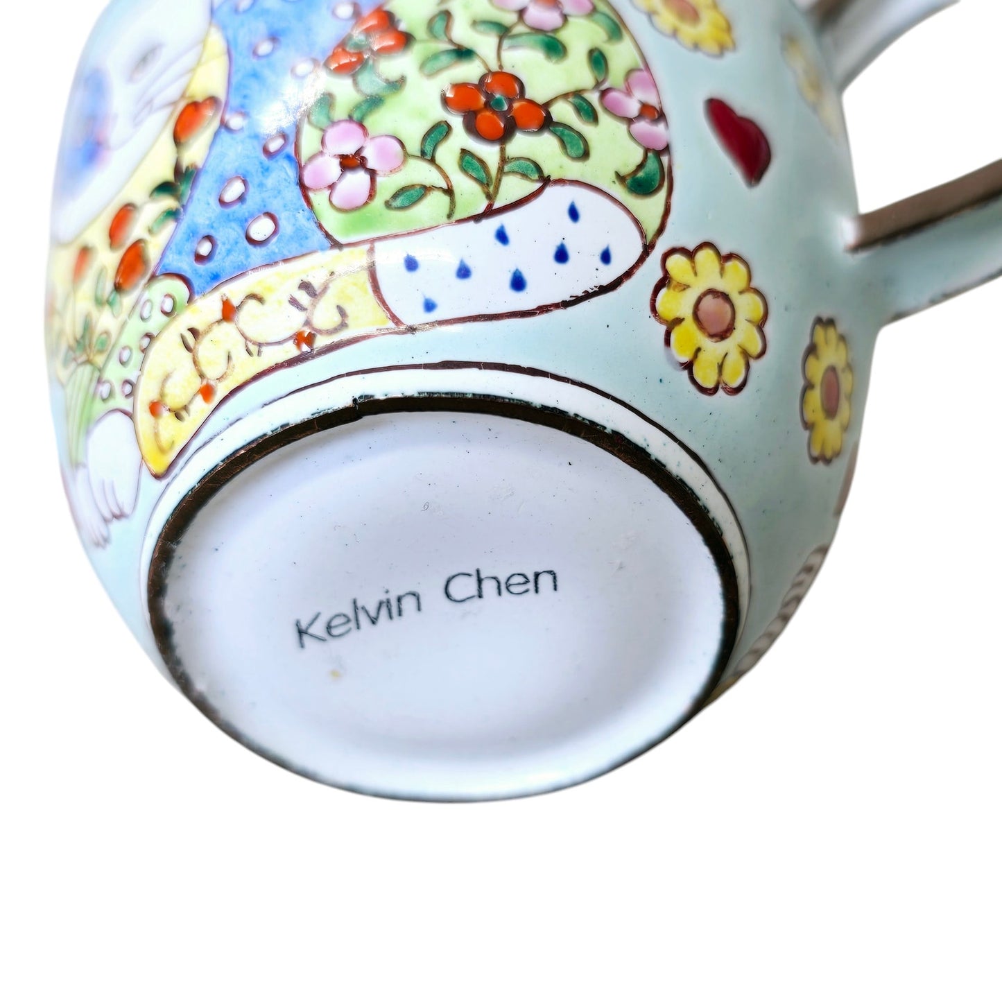 Kelvin Chen Miniature Hand Painted Cat Enamel Teapot