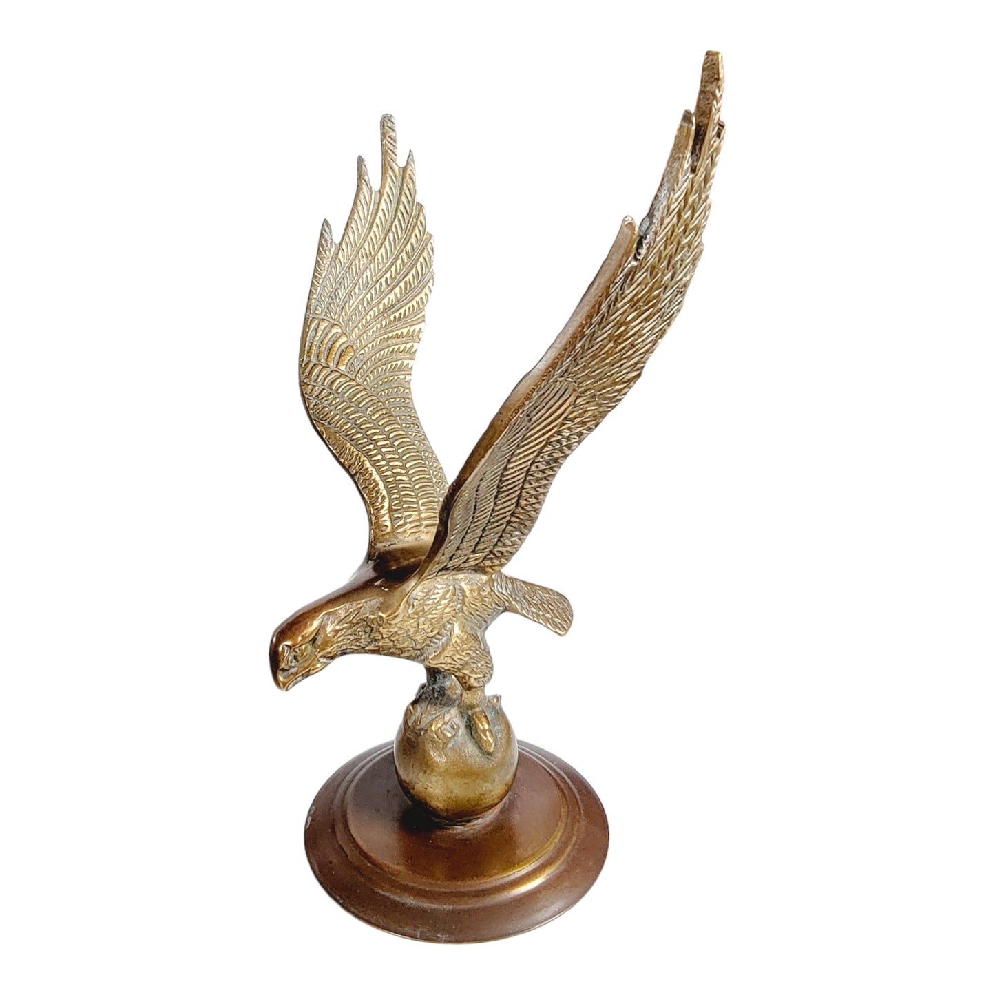 Vintage Brass American Eagle Figurine Statue 10" H