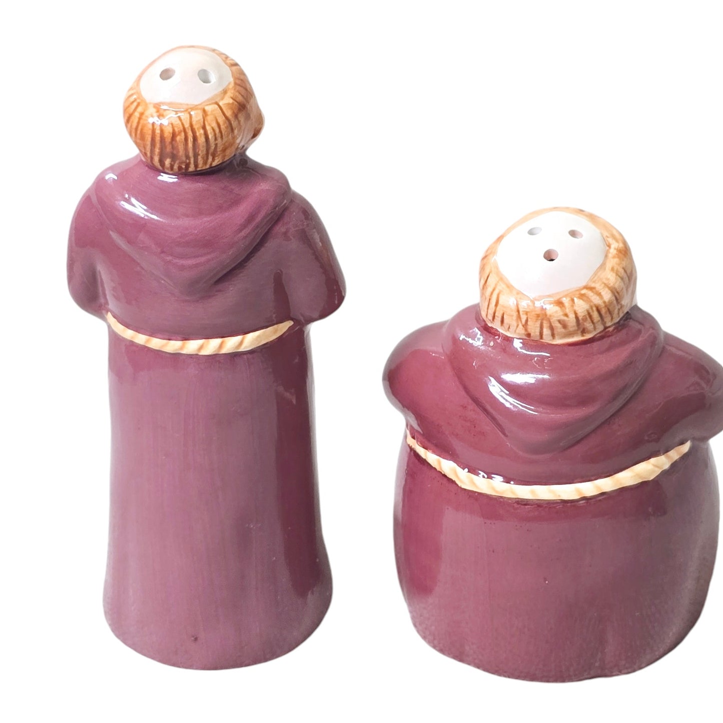 Vintage Monk Salt & Pepper Shakers "Give Us This Day Our Daily Bread”, Clay Art