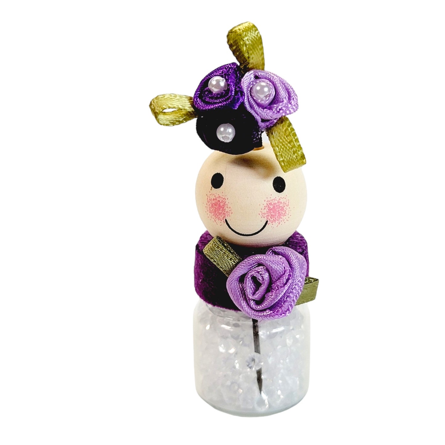 Purple Flower Sparkly Single Hat Pin Holder