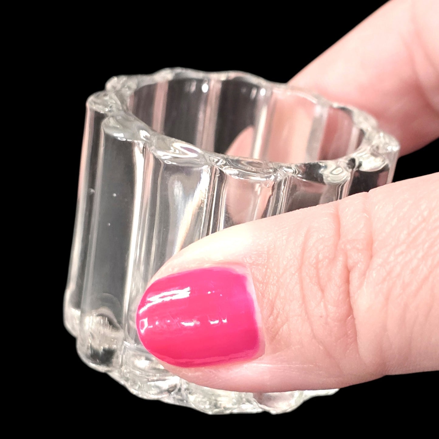 Vintage Heisey Crystolite Mustart Pot Glass Open Salt Sugar Ornate Floral Spoon