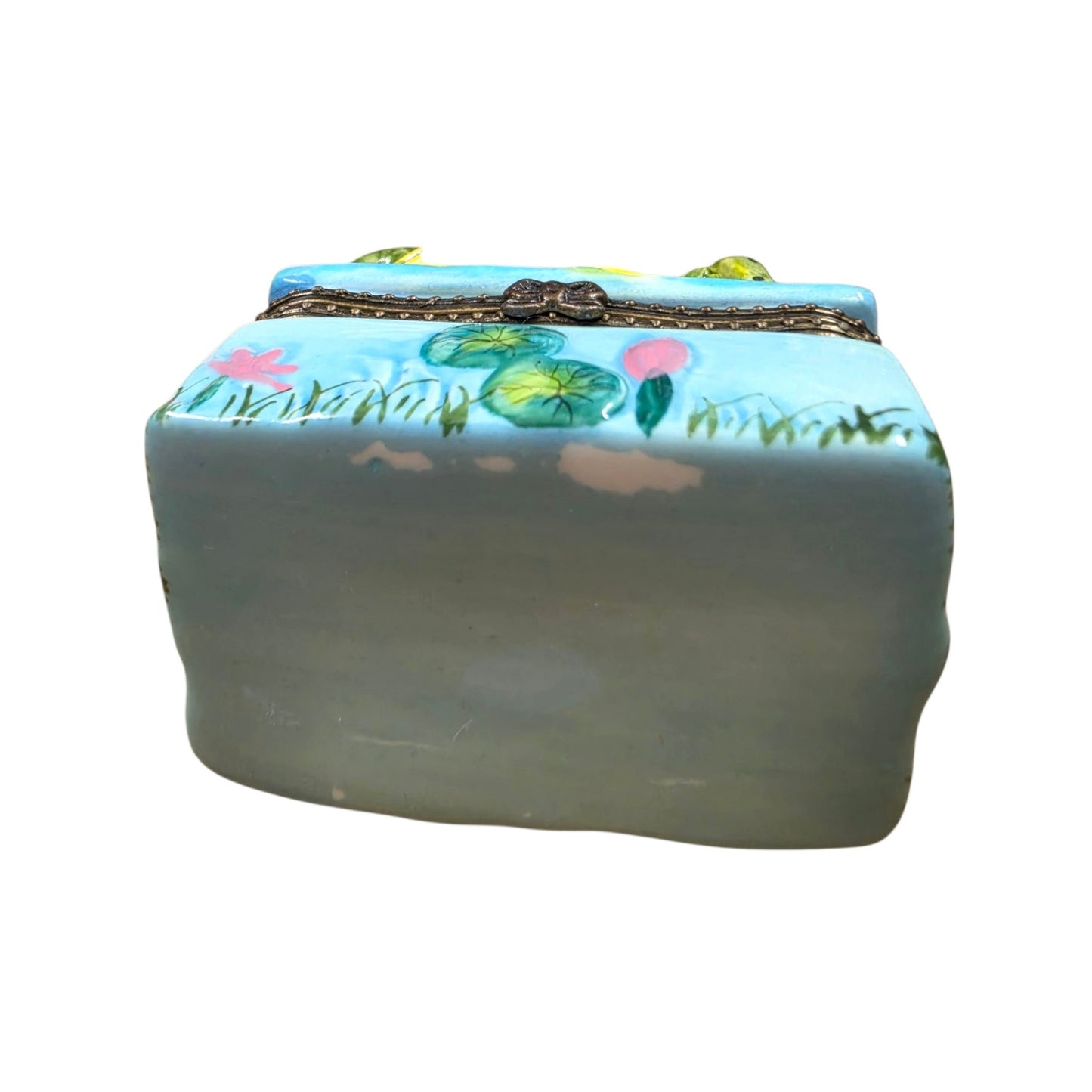 Vintage Three Wise Frogs Ceramic Hinged Trinket Box See Hear Speak No Evil