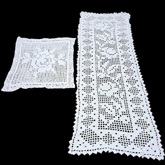 12" x 34" Lace Runner and Table Square