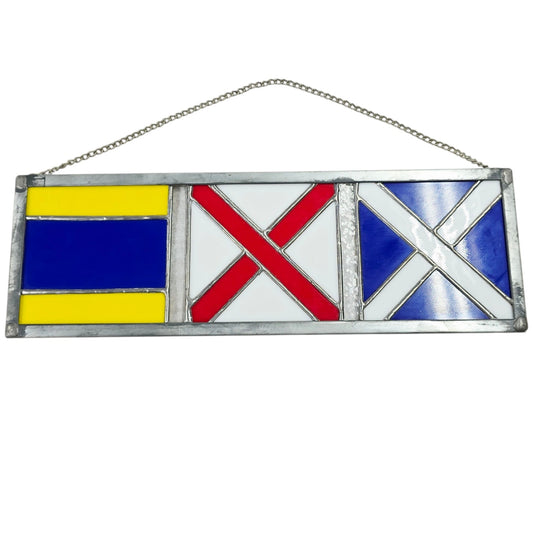 Vtg Stained Glass International Maritime Signal Flags Nautical Signals K V M