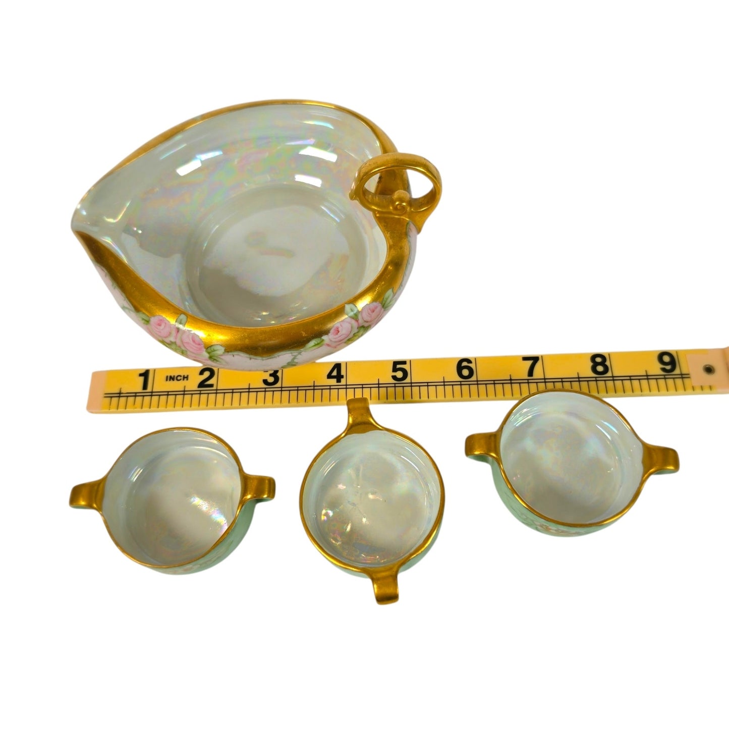 Vintage Bavaria Germany Porcelain Creamer & Butter Pat / Salt Cellar / Sauce Set
