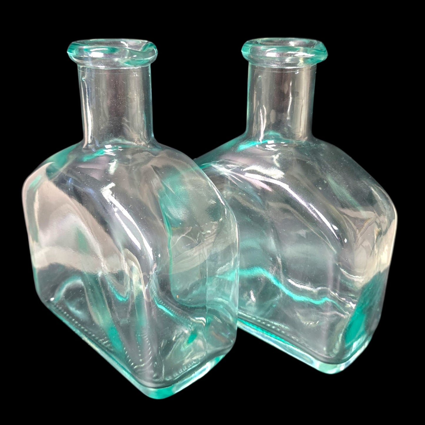 Pair Italian Glass Bottles Italy 500 ml Recycled Glass Apothecary Farmhouse Boho