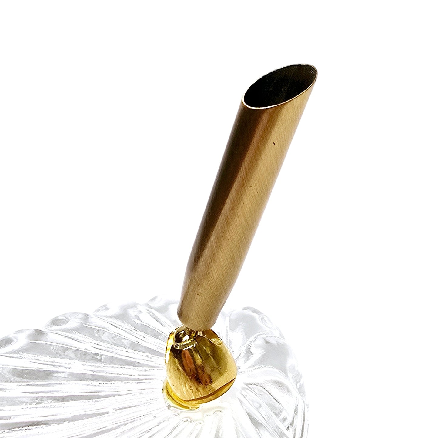 Gold Tone Pen Holder with Lead Crystal Heart Shaped Base Desktop Pen Holder