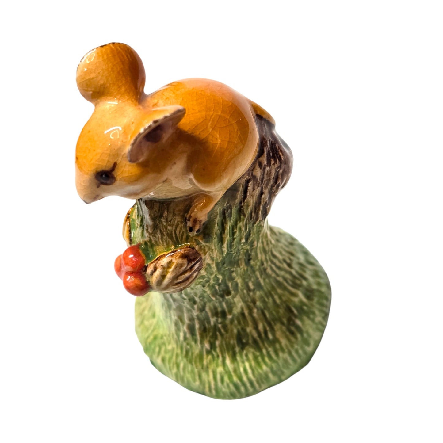 Basil Matthews Mouse on Tree Stump Figurine Signed Vintage Studio Pottery