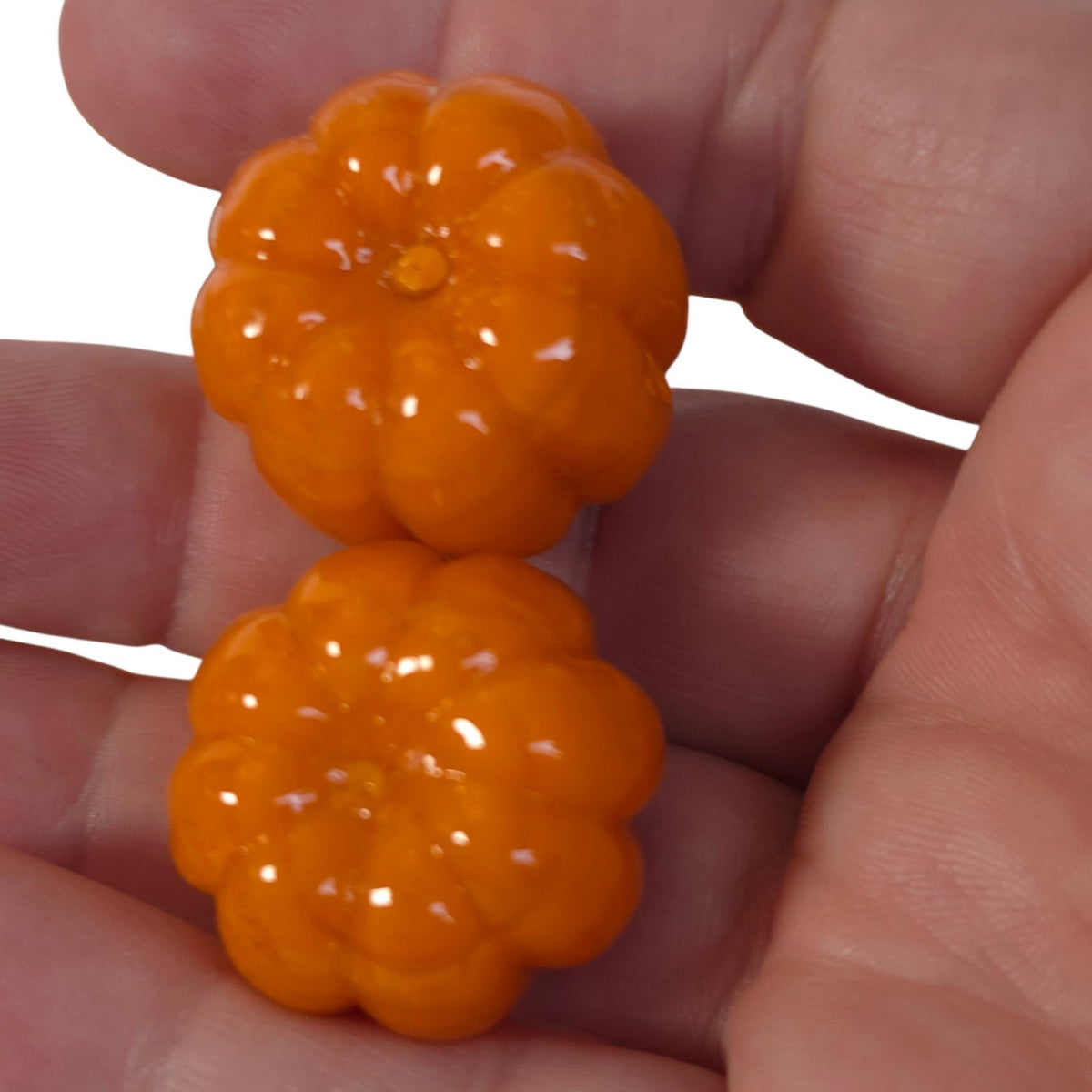 Set of Mini Orange Glass Pumpkins Fall Harvest Bowl Filler Decor