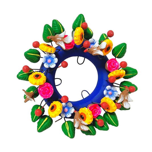 Hernandez Family Small Metepec Wall Wreath /Candle Holder