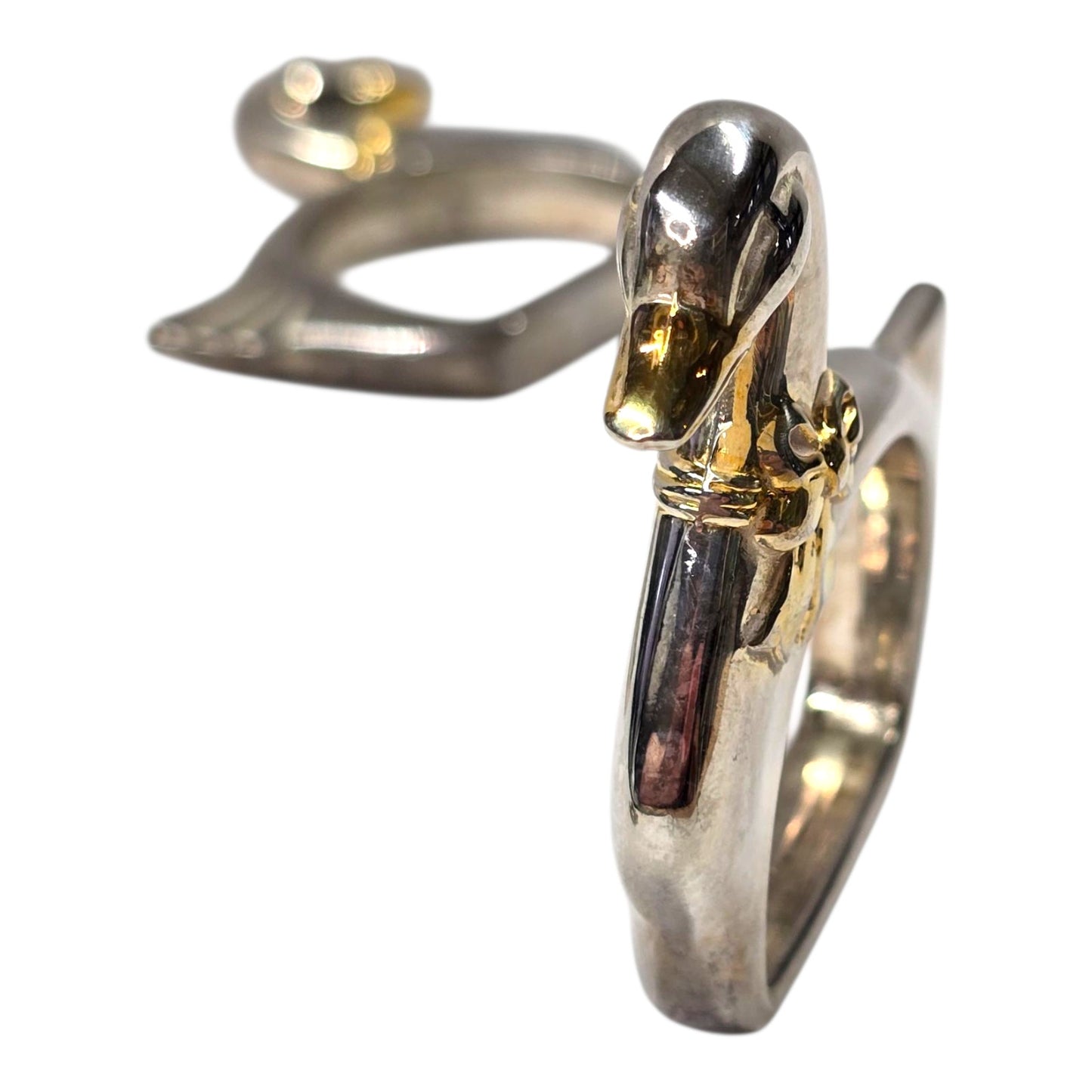 Vintage Swan Napkin Rings Set of 4 Silver Tone with Gold Accent Duck Table Decor