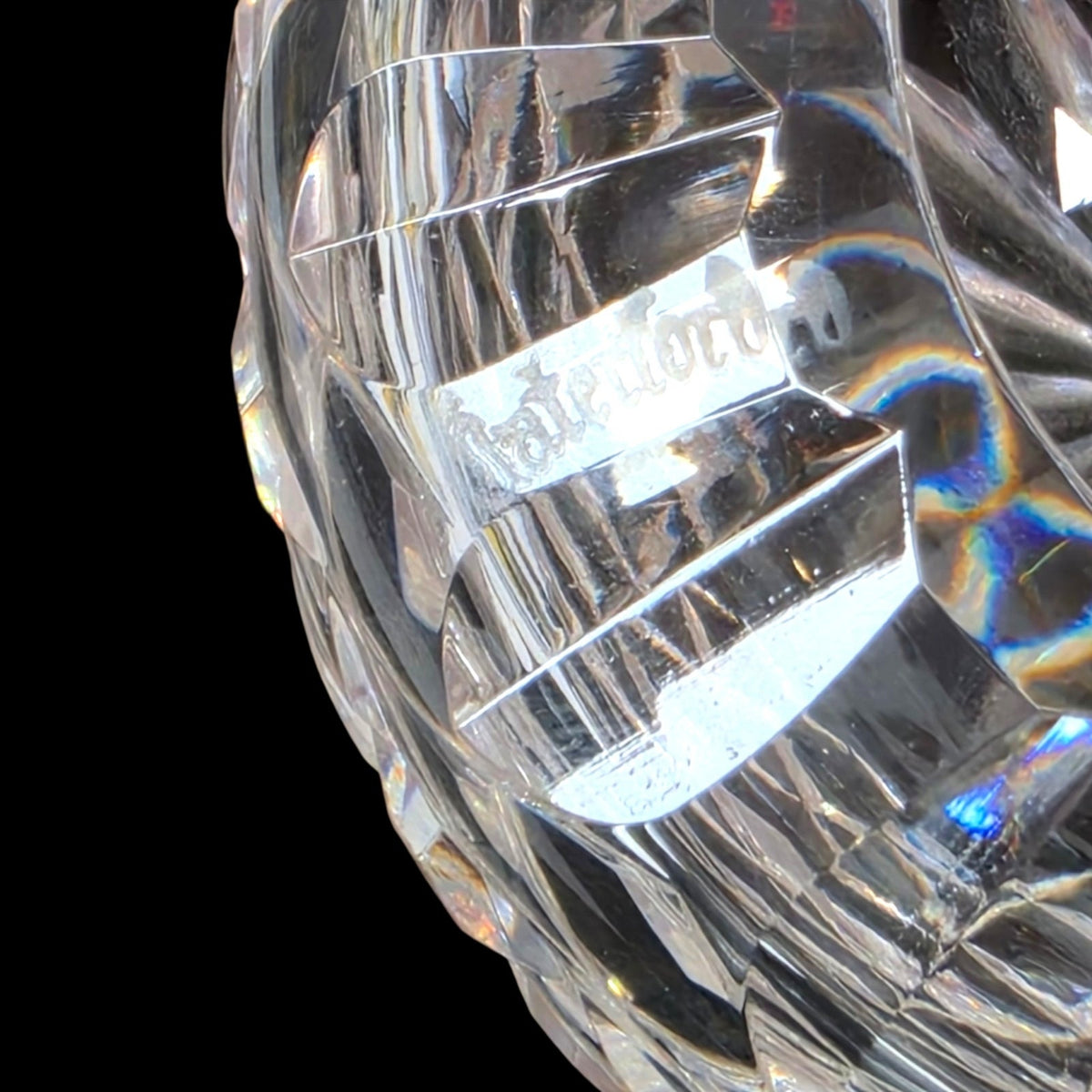 Waterford Crystal Hollow Dome Paperweight Diamond Cut Starburst Signed