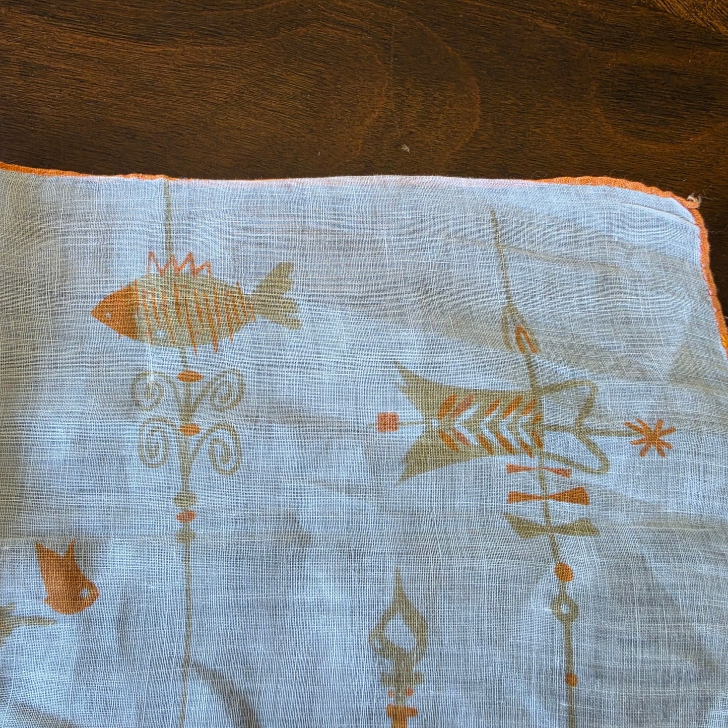 Vintage Weather Vane Handkerchief Rooster Horse Fish Retro Yellow Hanky