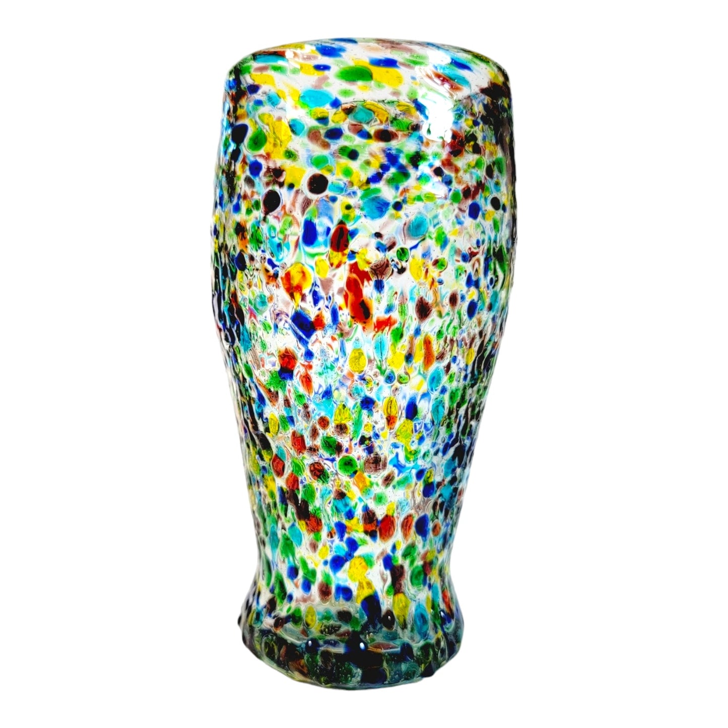 Bambeco Recycled Confetti Glass Beer Tumblers 14 oz. Set of 2 Hand-Blown Artisan Mexico 2017 NIB