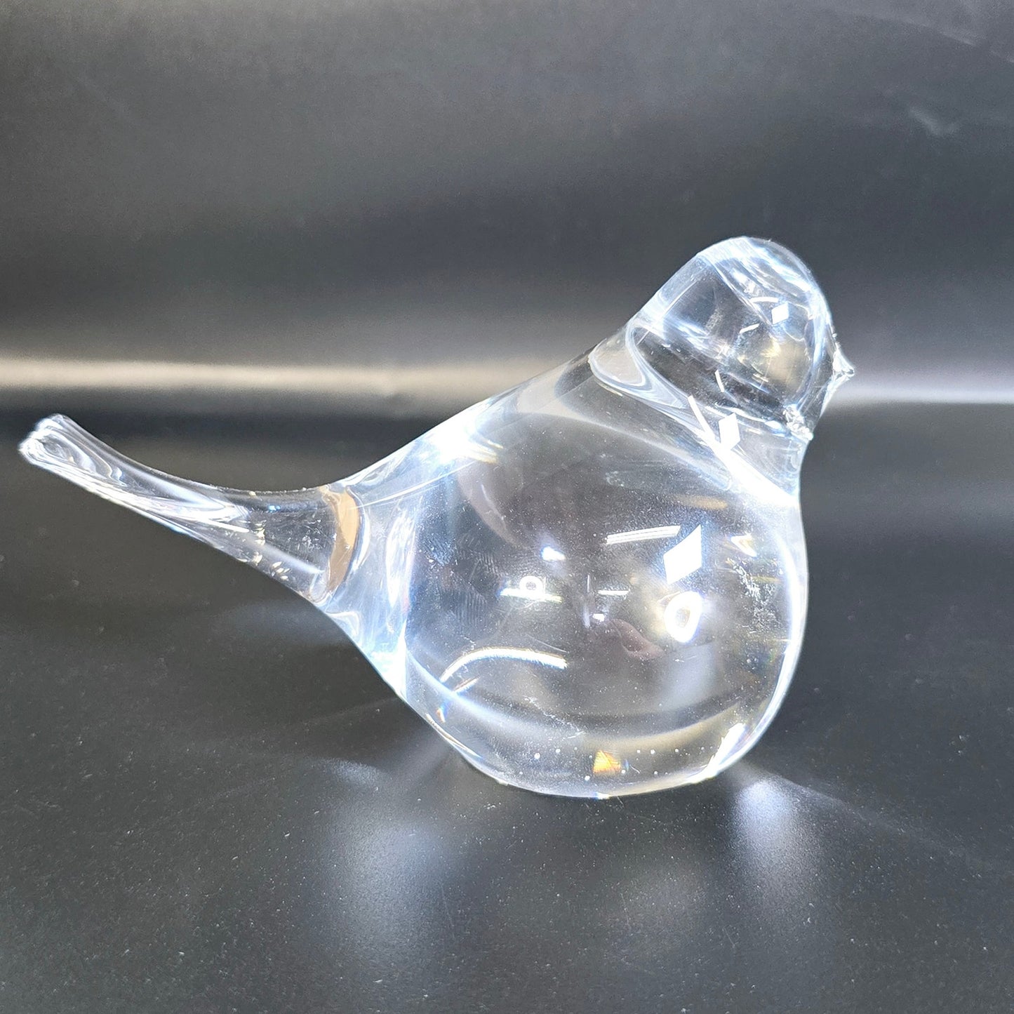 Handblown Clear Art Glass Bird, Polished Bottom