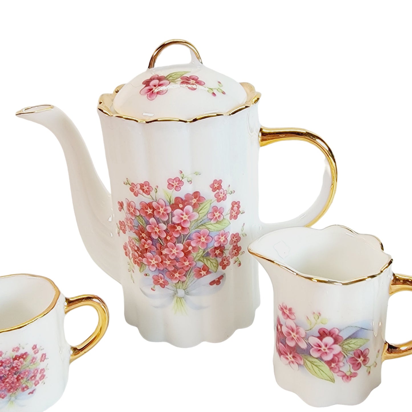 Vintage Fine Porcelain 10-Piece Miniature Tea Set