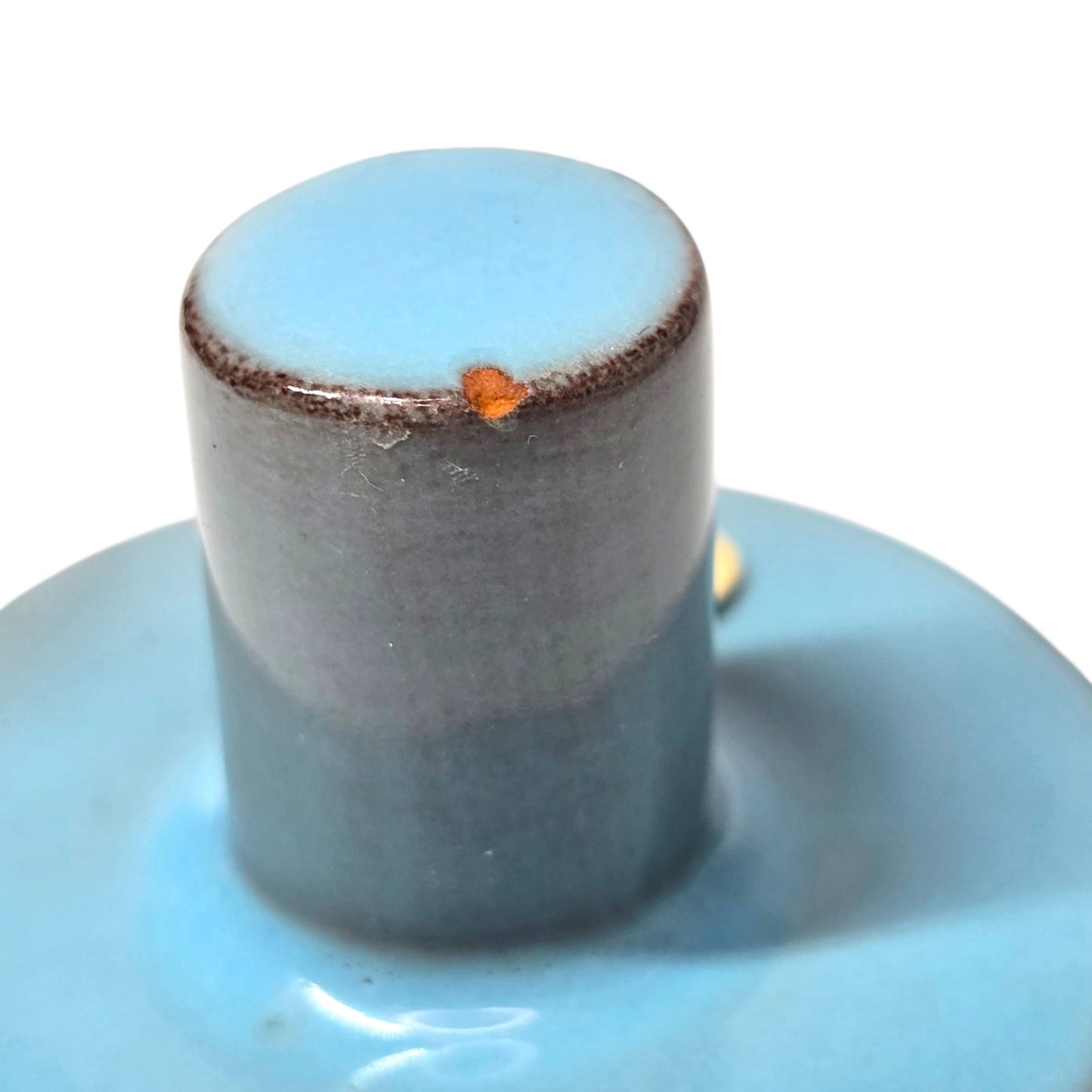 Rycraft Cookie Stamp Terra Cotta Blue Glazed Ceramic Butter Press Flower MCM