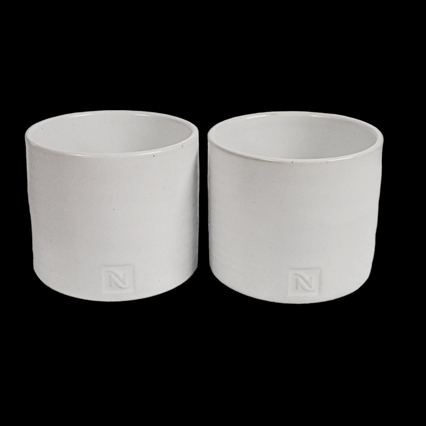 Set of 2 Nespresso Collections White Ceramic Tea Light Candle Holders 2.25" H