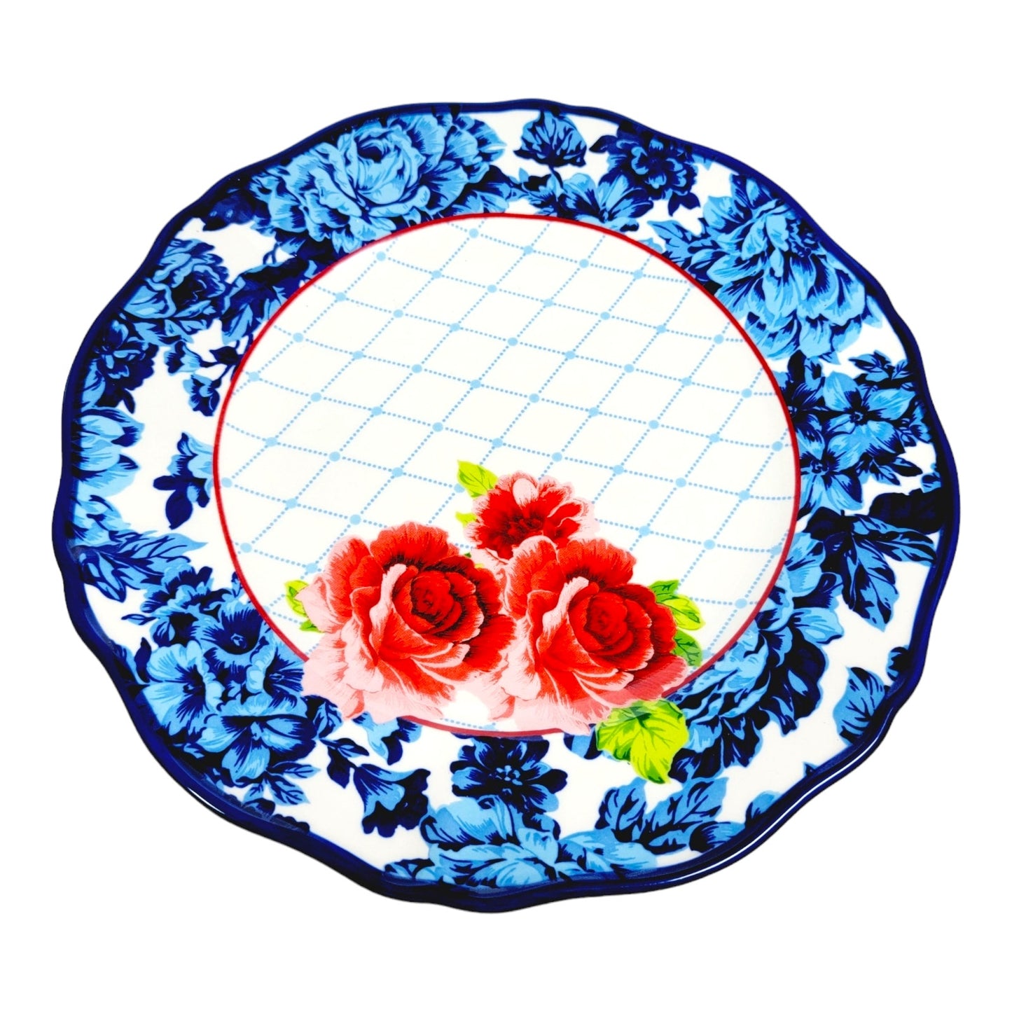 4 pc Pioneer Woman Heritage Floral Scalloped Dinner Plate and Salad Plate Set of 2