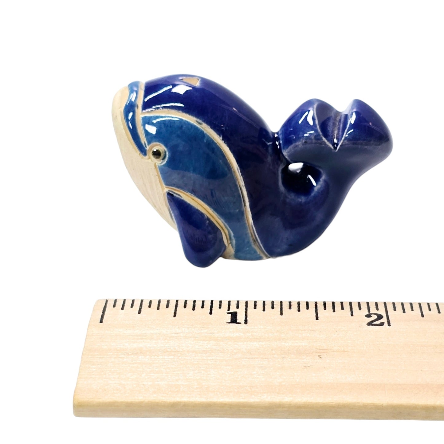 Artesania Rinconada Classic Blue Glaze Orca Whale - Dolphin Figurine