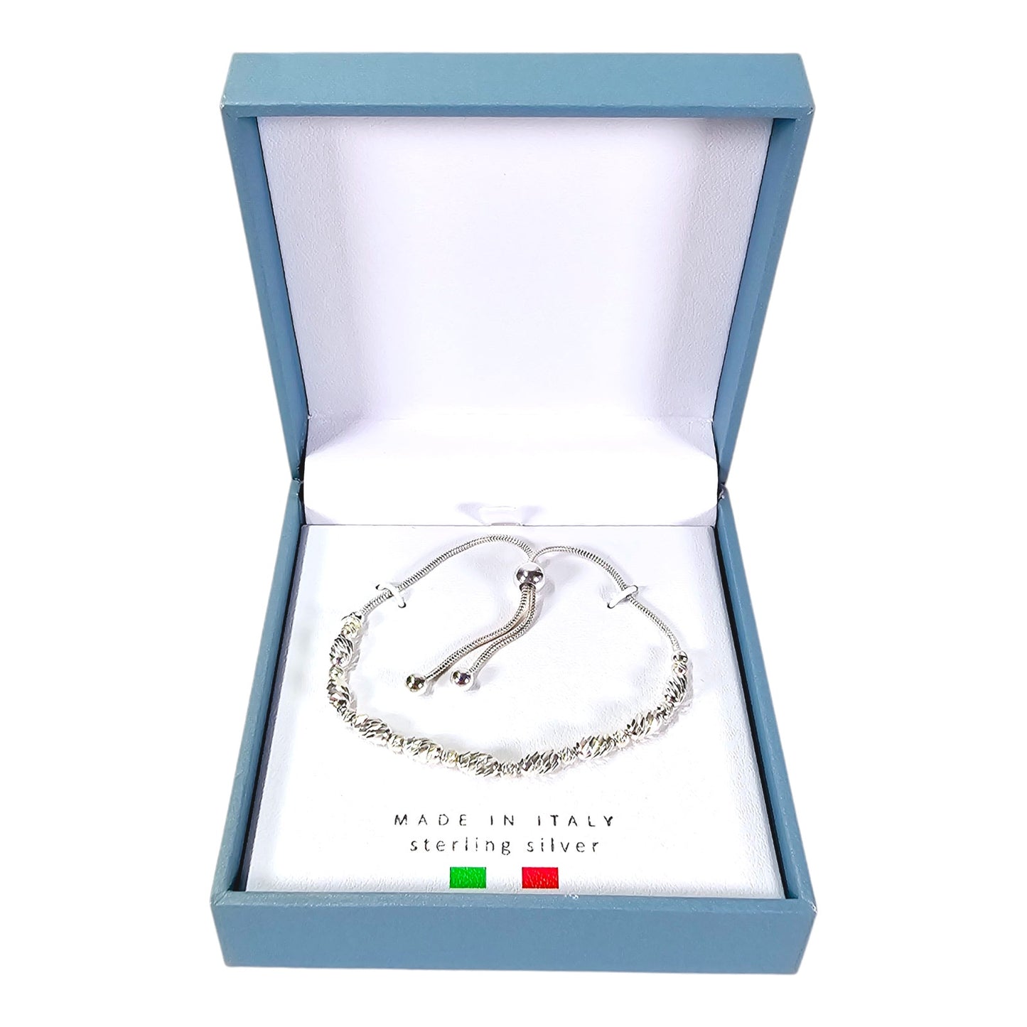 NEW Mia Fiore, Italy Sterling Silver Adjustable Slide Bracelet, New in Box, Made in Italy	4 oz.