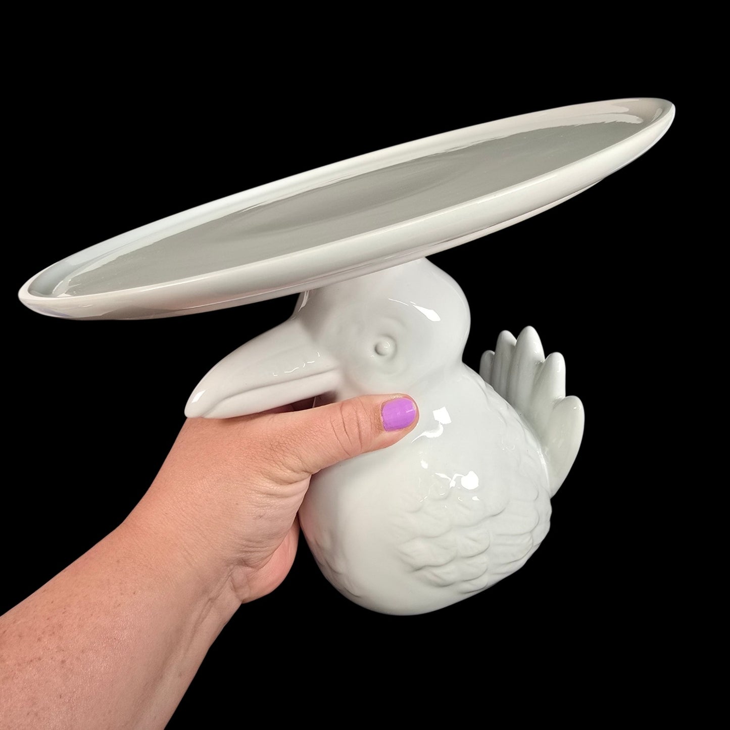 The Cellar Macy's Whimsical White Figural Toucan Ceramic Cake Stand 10.25"