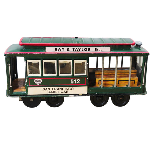 Vtg Tin Litho San Francisco Cable Car 512 Toy Japan Friction Bell