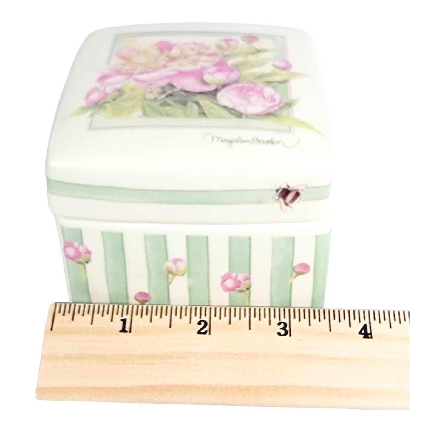 Marjolein Bastin Hallmark Music Box, Tune: "Moonlight Sonata" Trinket Box, Pink Peony