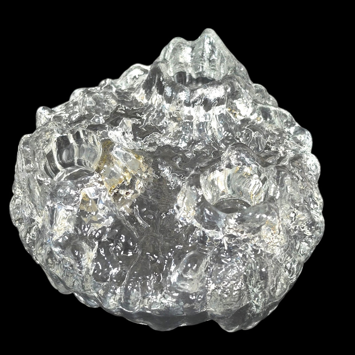 Vintage L.E. Smith Crystal Ice Glass Reversible Pillar 3 Taper Candle Holder